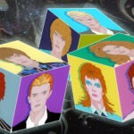 Multicoloured illustration of Bowie's different artistic phases