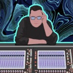 Illustration of Michael leaning in front of a console